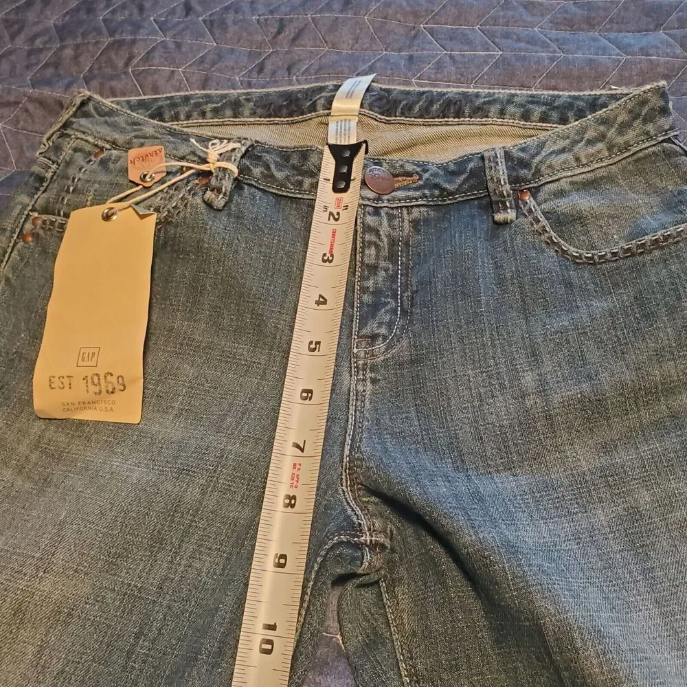 New Gap Girls Size 14 Plus Distressed Straight Slight Flare Jeans Flap Pockets